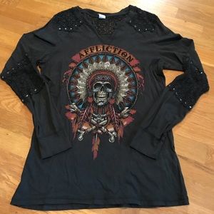 Affliction lace detail top